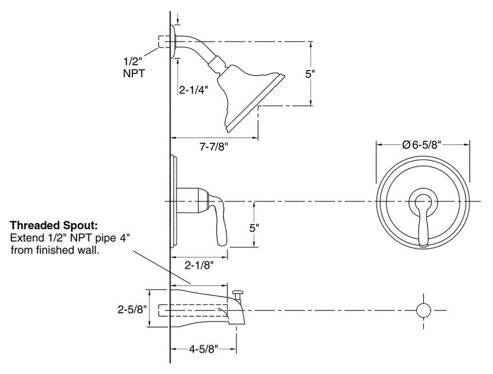 Tub and Shower Faucet Set With 5-Function Spray Head, Valve Included, Brushed Ni