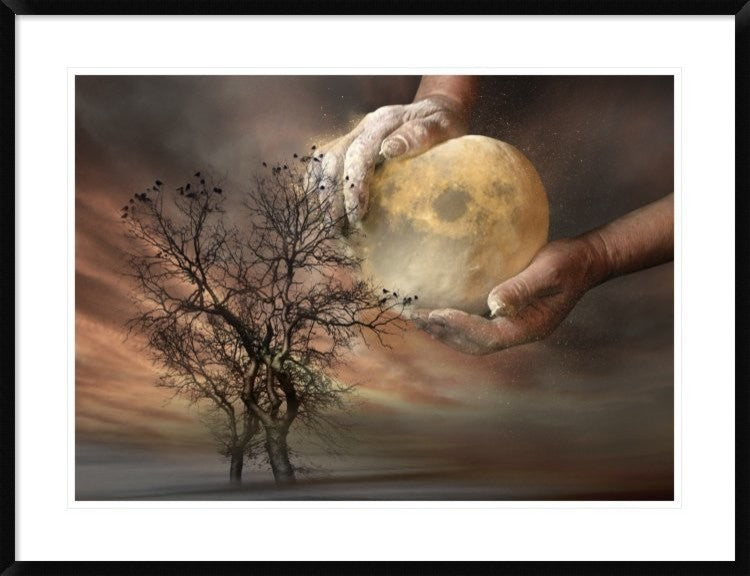 "Placing the Moon" Framed Digital Print by Elisaveta Jordanova, 38"x29"