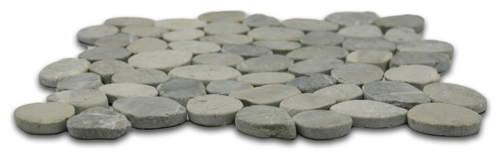 Sliced Bali Cloud Pebble Tile - 12x12 Natural Stone, Mesh Backed, Eco-Friendly