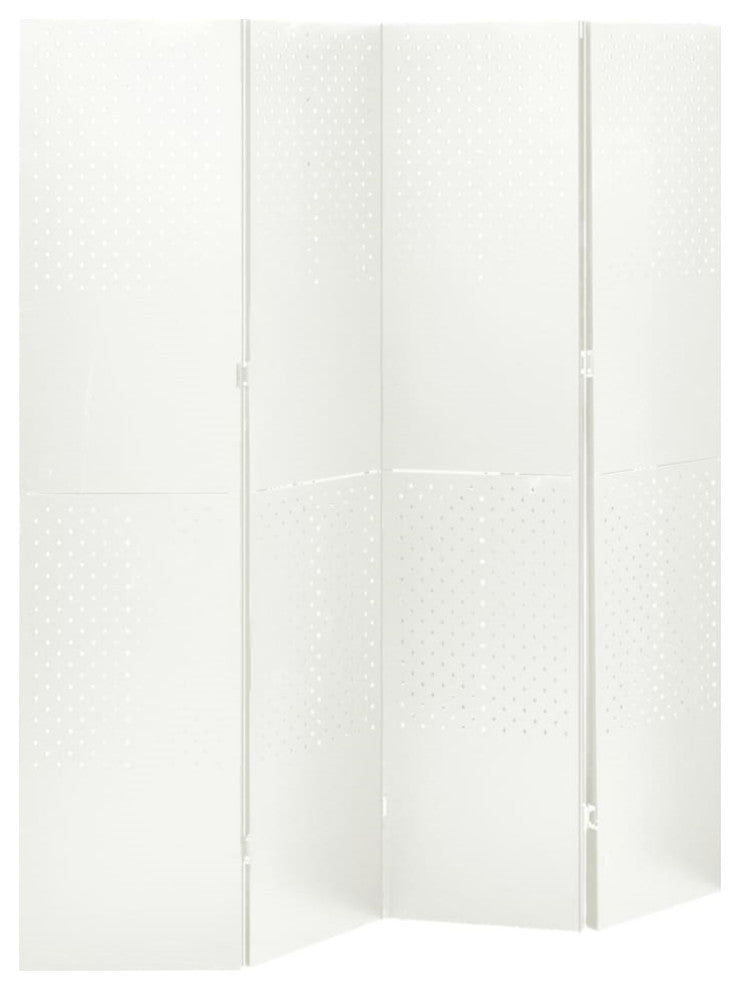 Vidaxl 4-Panel Room Divider White 63"x70.9" Steel