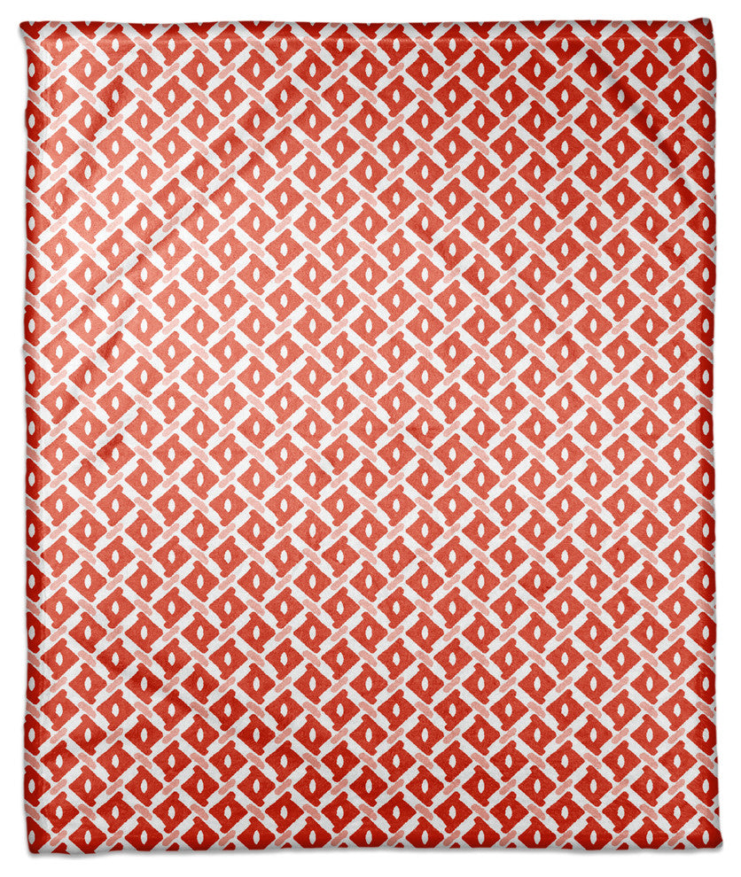 Whimsical Diamond Pattern in Red Fleece Blanket
