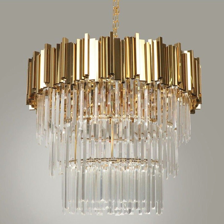 Gio Gold Collection 3-Tier Crystal Chandelier, Diameter 24"