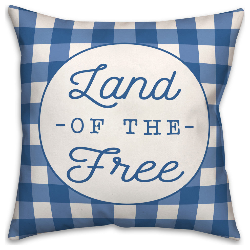 Land of the Free Buffalo Check 18x18 Spun Poly Pillow