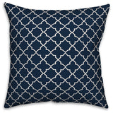 Navy and White Quatrefoil 16x16 Throw Pillow