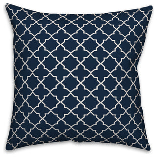 Navy and White Quatrefoil 16x16 Throw Pillow