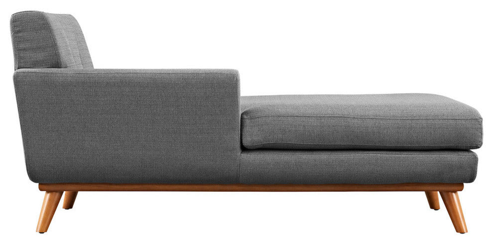 Modern Contemporary Left-Arm Chaise, Gray, Fabric