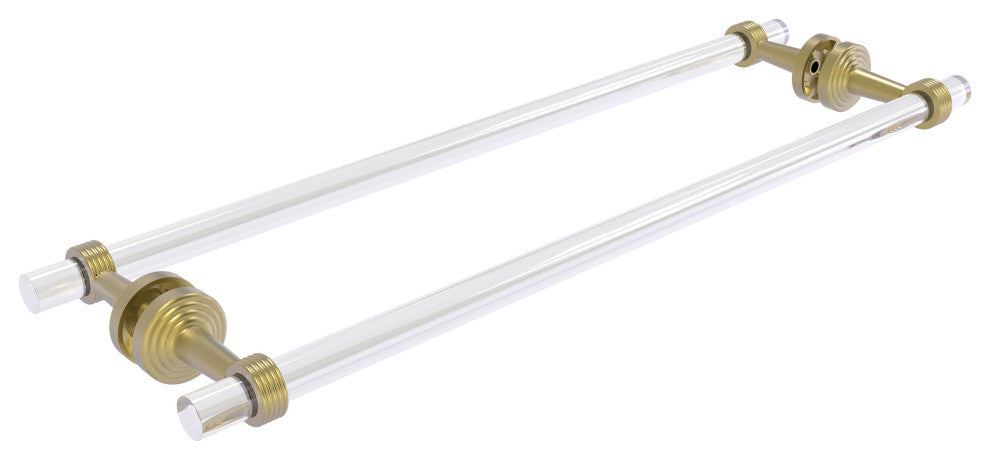 Pacific Beach 24" Groovy Back to Back Shower Door Towel Bar, Satin Brass