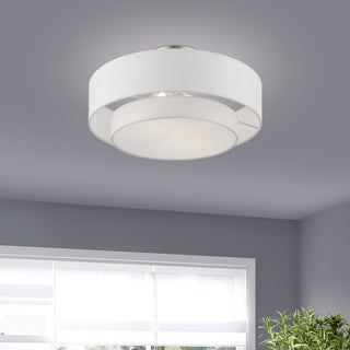 Meridian 2 Light Brushed Nickel Semi-Flush With Off-White Shade