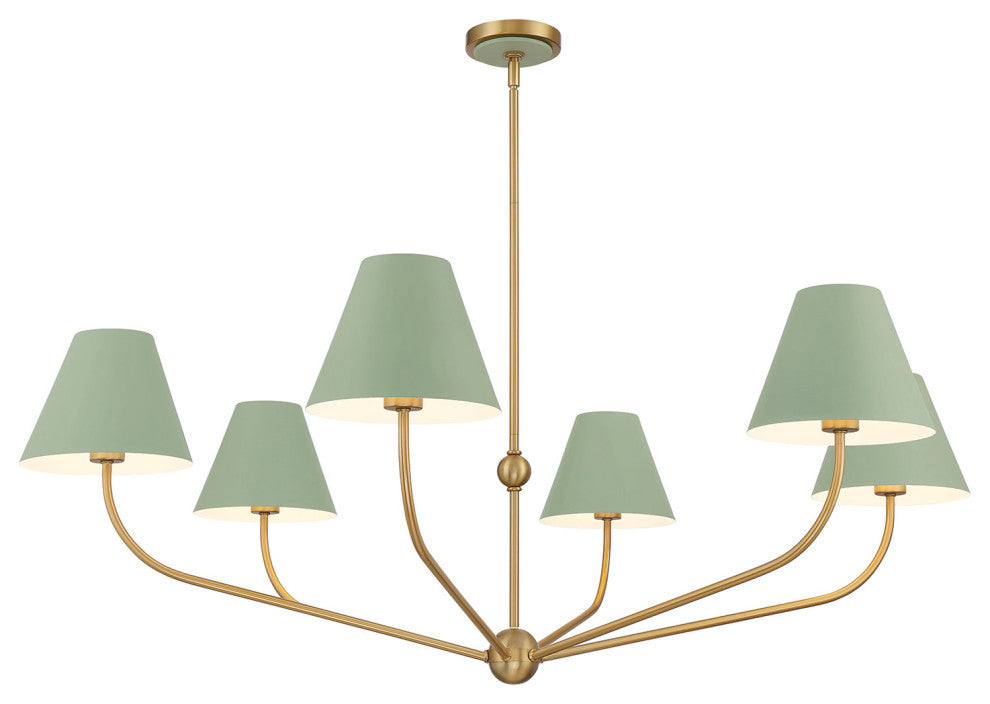 Crystorama Lighting Group XAV-B9319 Xavier 6 Light 48"W - Vibrant Gold / Green