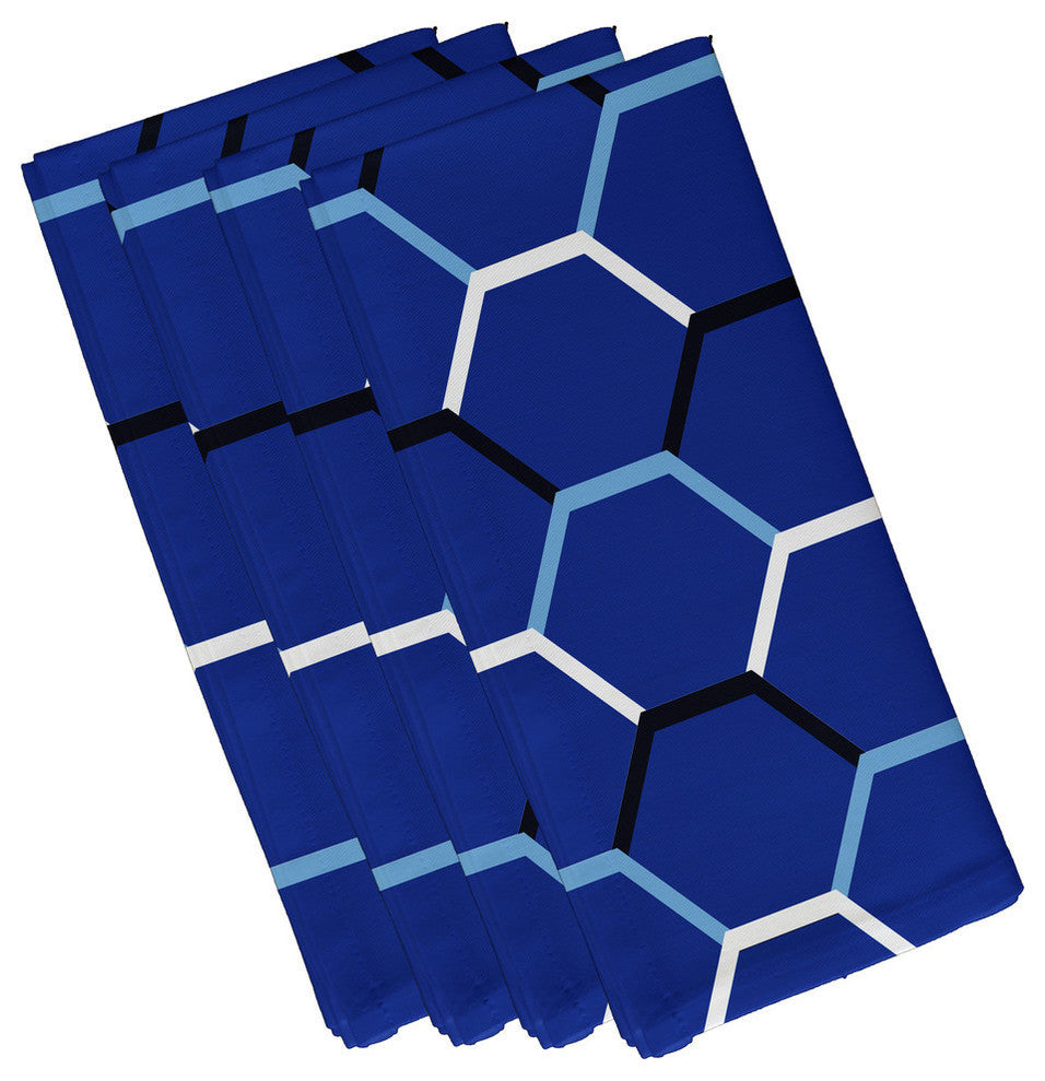 22"x22" Cool Shades, Geometric Print Napkin, Blue, Set of 4