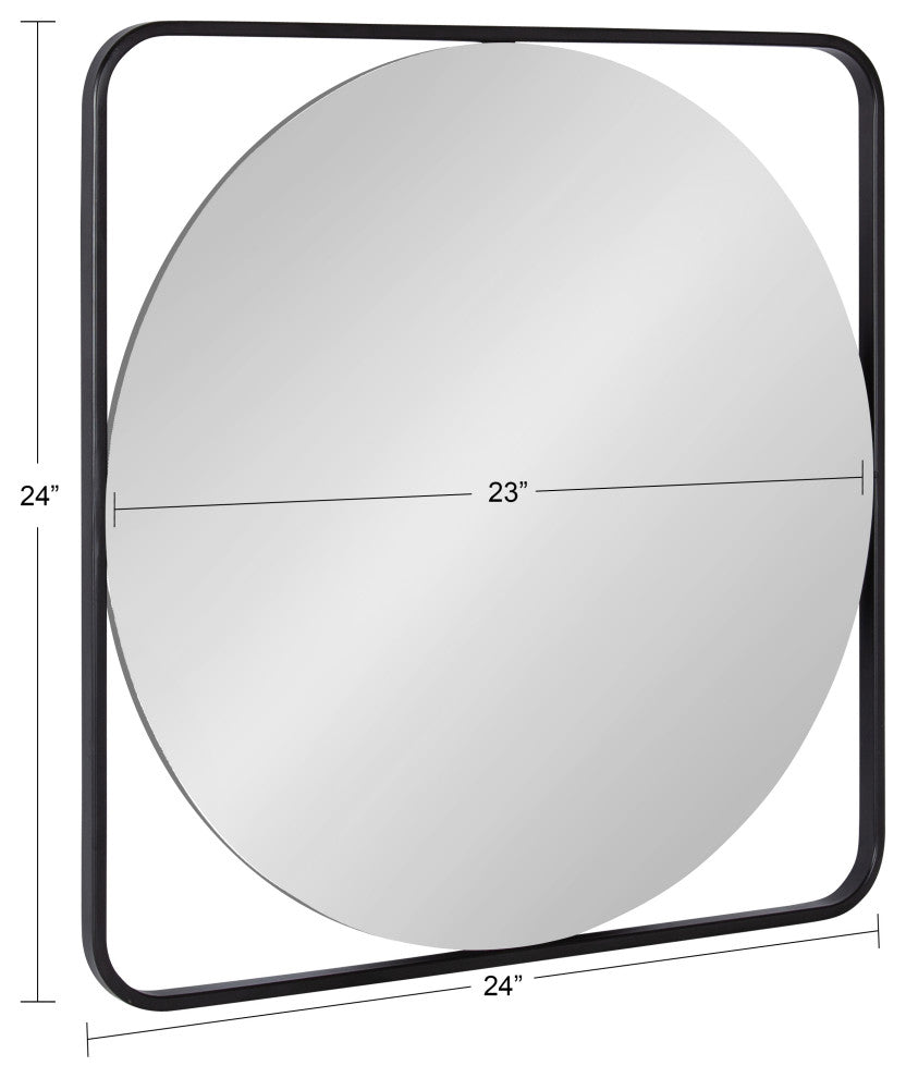 Nobles Radius Corner Framed Mirror, Black 24x24