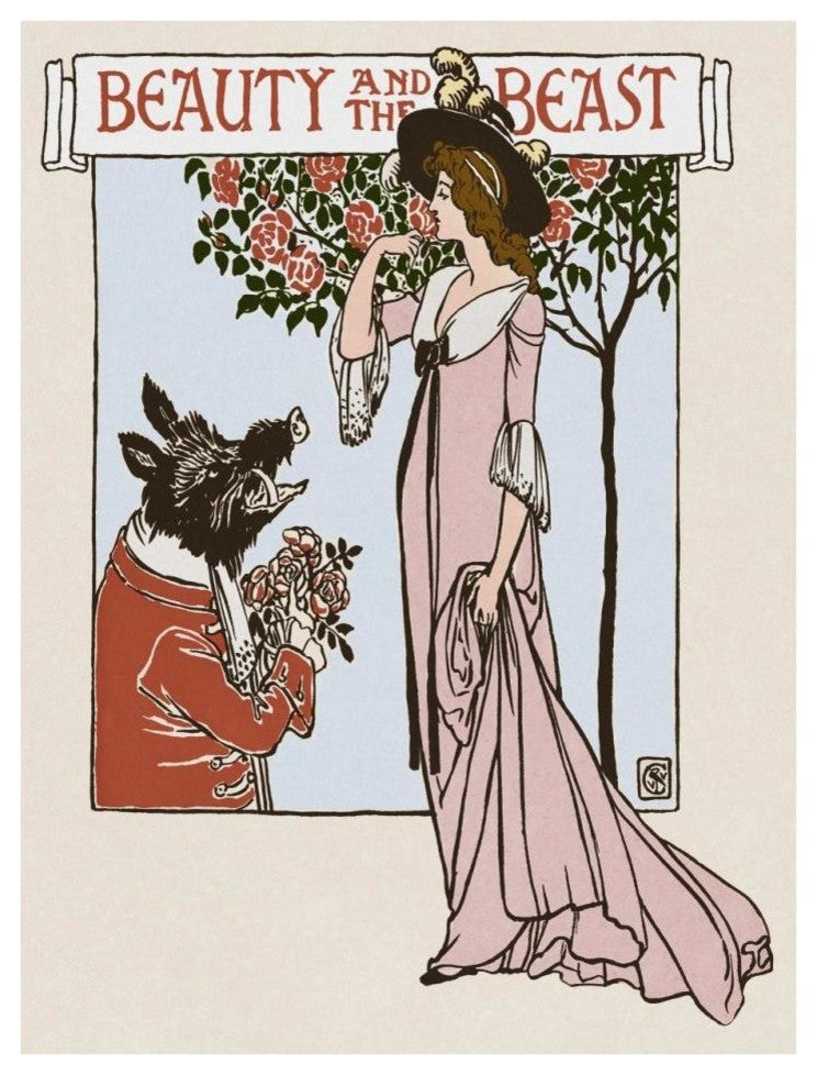 "Beauty and the Beast Title Page" Digital Paper Print by Walter Crane, 26"x34"