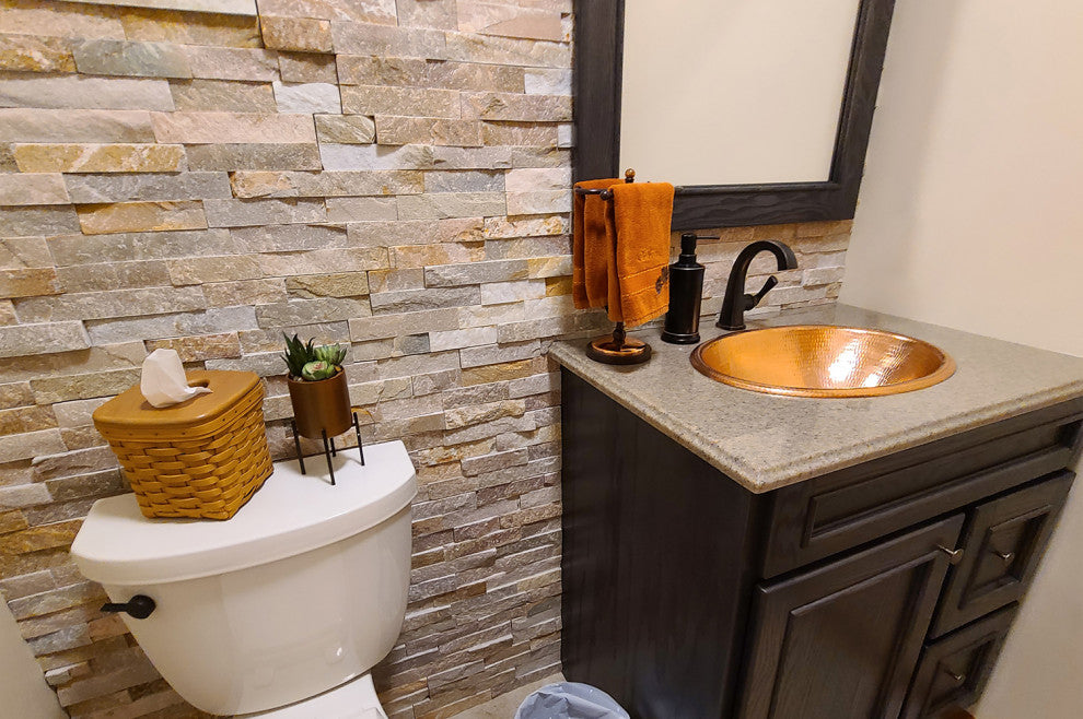 19" Oval Under Counter Copper Bathroom Sink