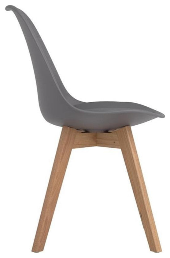 Pemberly Row Faux Leather Upholstered Side Chairs in Gray Finish
