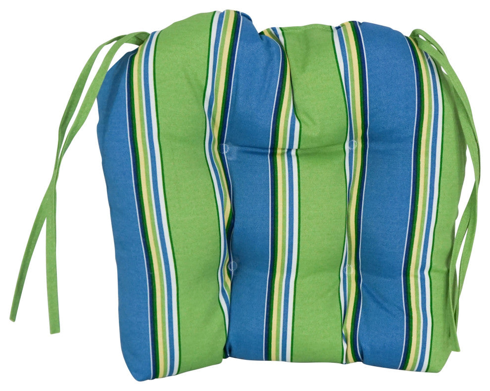 16" Outdoor U-Shaped Tufted Chair Cushions, Set of 6, Haliwell Caribbean