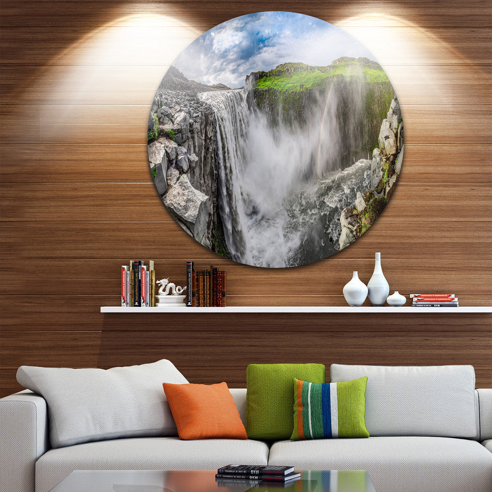 Awesome Dettifoss Waterfall, Landscape Round Wall Art, 38"