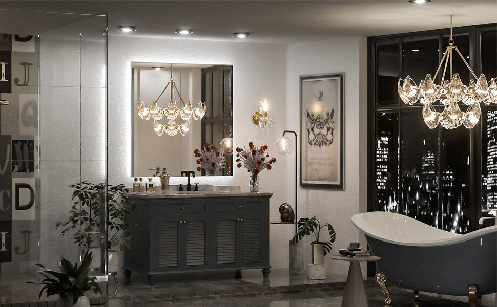 Backlit LED Mirror for Bathroom, Anti-Fog Dimmable, Silver, 36x36