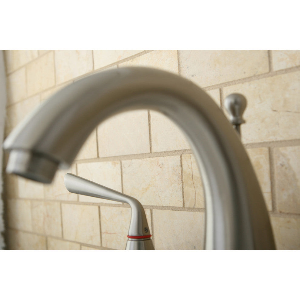 Kingston Brass Widespread Bathroom Faucet With Brass Pop-Up, Brushed Nickel