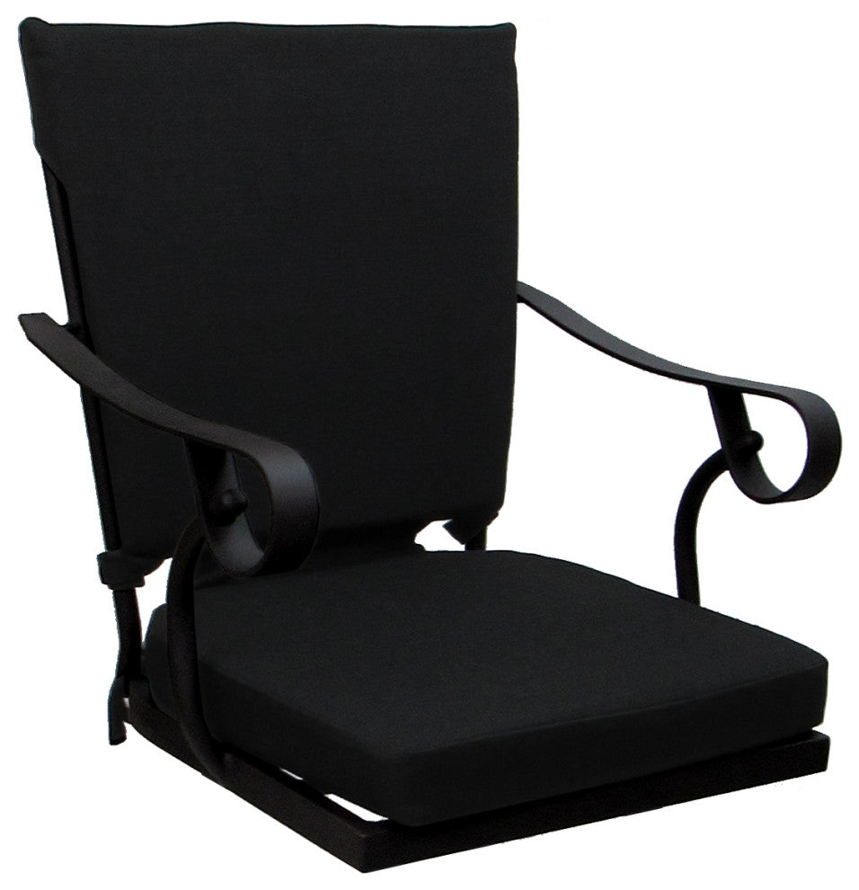Outdoor/Indoor Patio Swivel Dining Chair Jamey With Arms, Black - Black