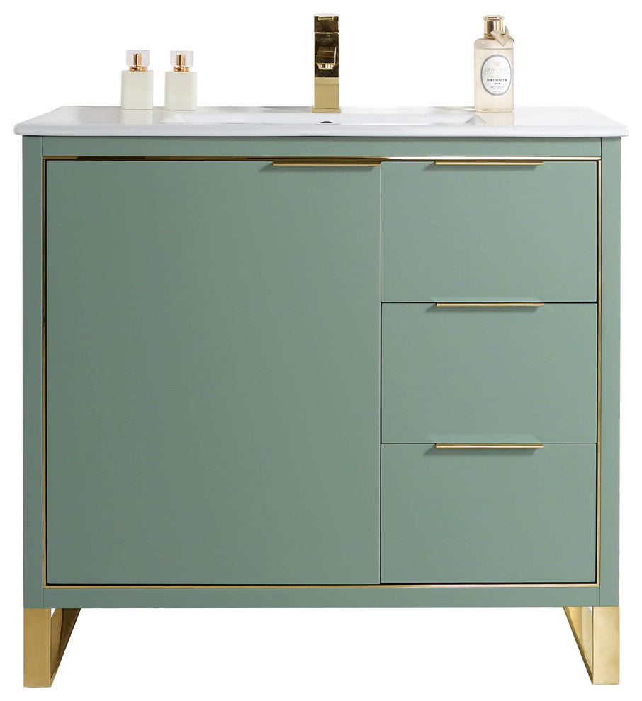 Fine Fixtures Opulence Collection Bathroom Vanity with White Ceramic Sink