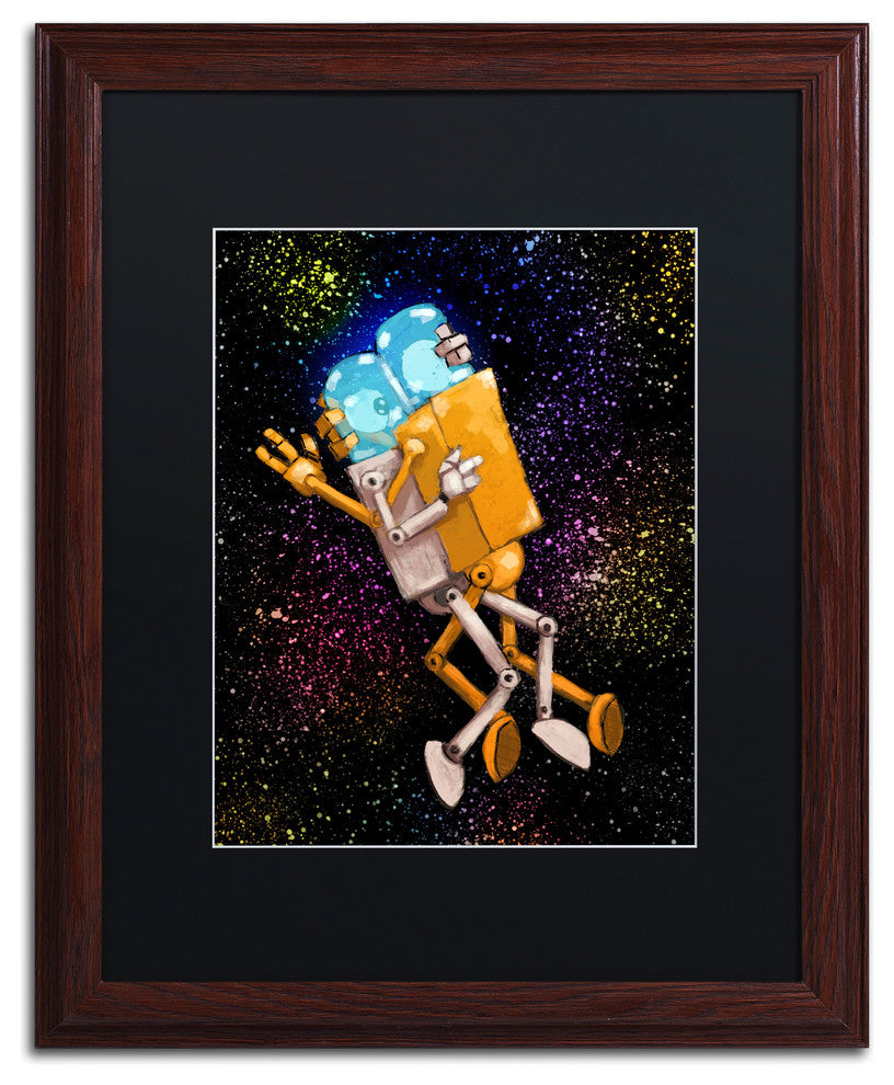 'Robo Love' Matted Framed Art, Wood Frame, Black Matte, 20x16