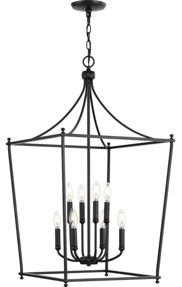 Parkhurst Collection 8-Light Matte Black Chandelier Foyer Pendant Light