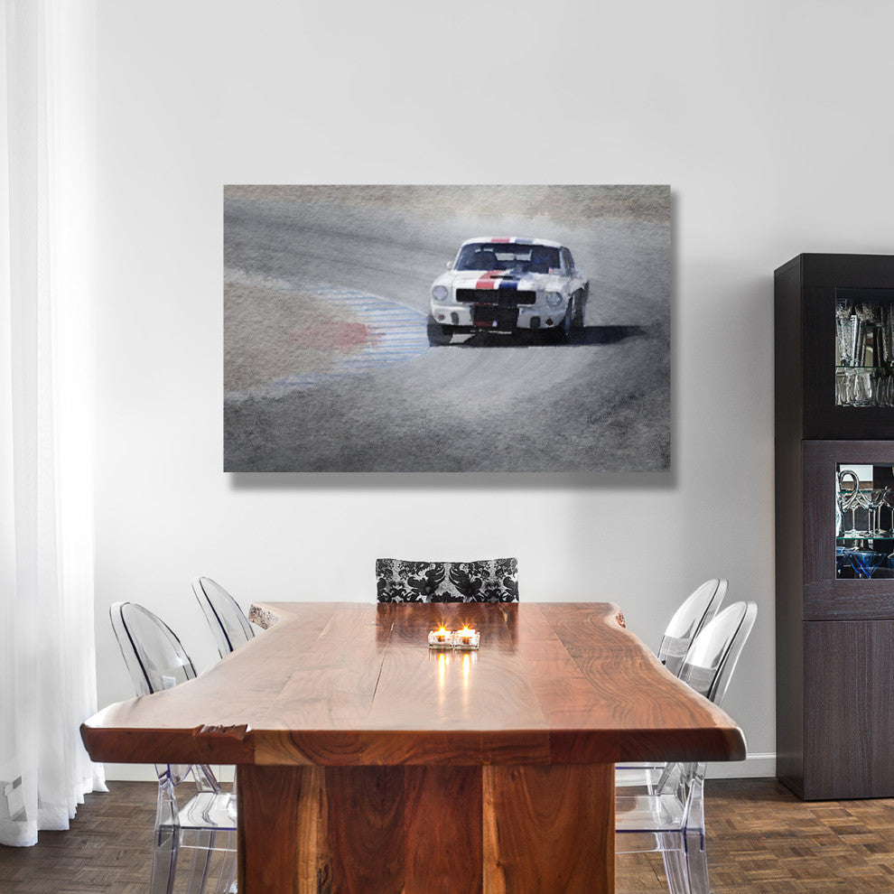 "Mustang on Race Track Watercolor" Fine Art Print