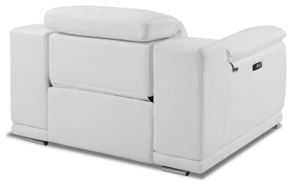 Mod Winter White Italian Leather Recliner Chair
