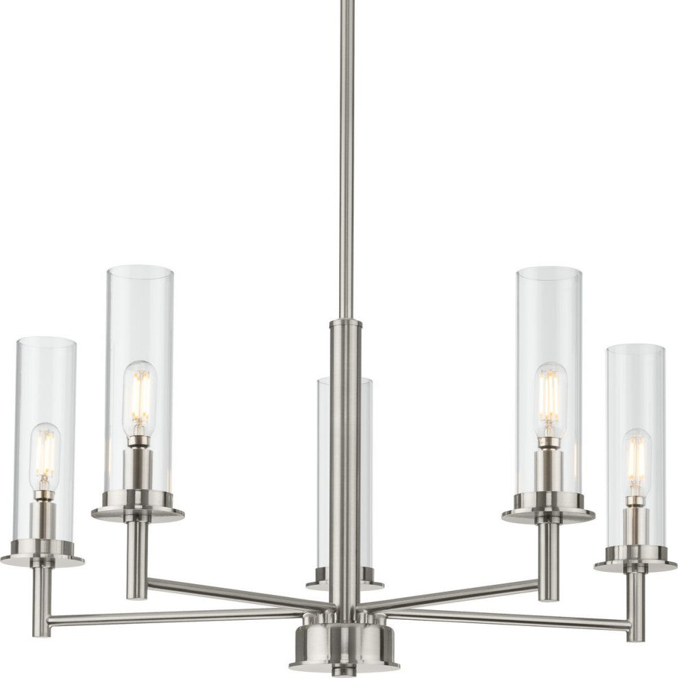 Kellwyn Five Light Chandelier, Brushed Nickel