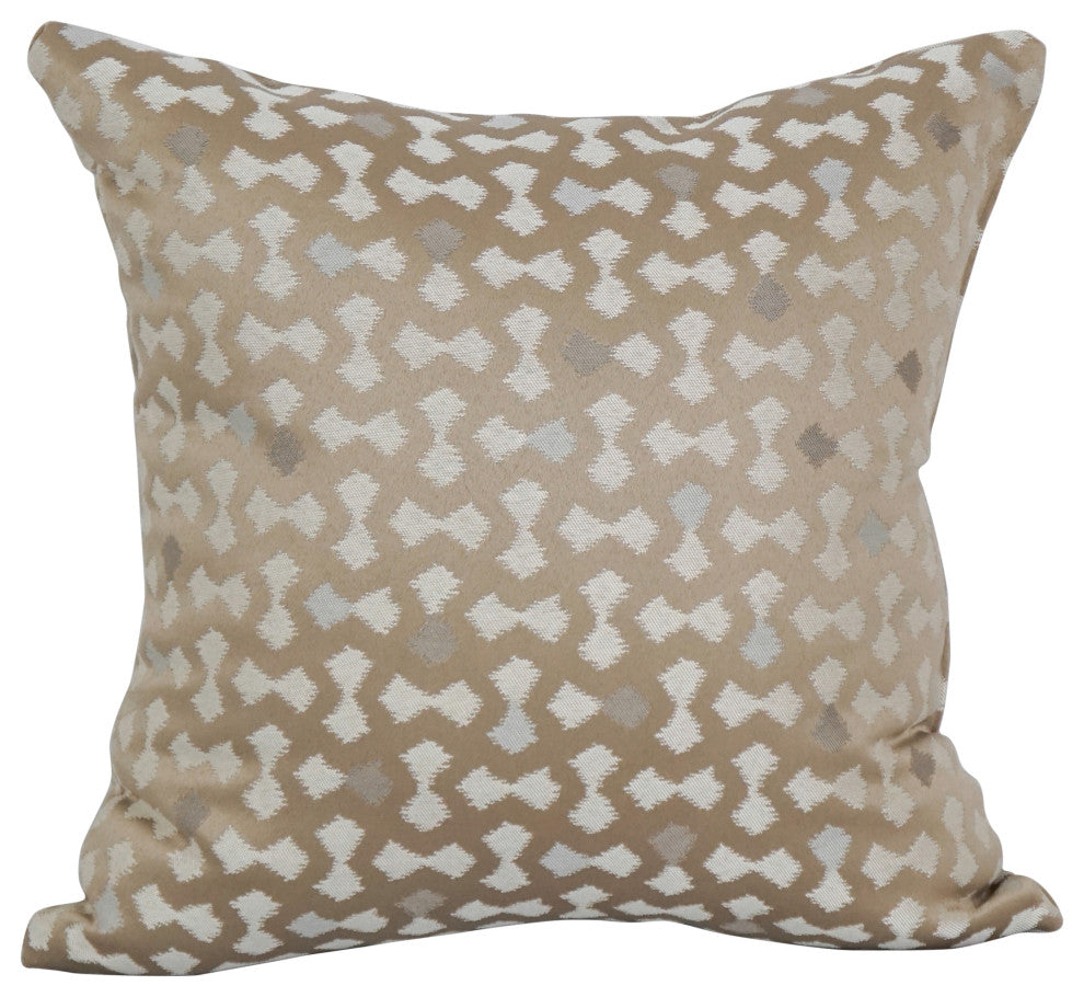 17" Jacquard Throw Pillows With Inserts, Set of 2, Talamols Camel
