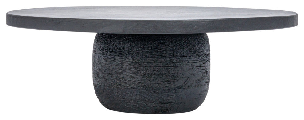 Round Mango Wood Pedestal, Black