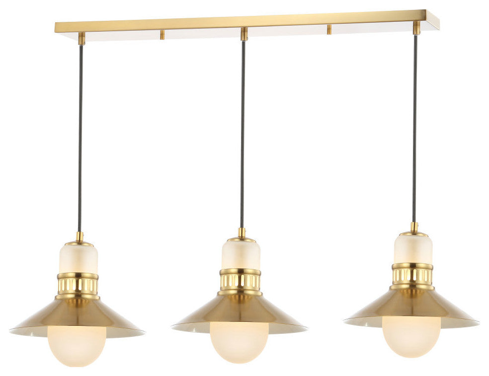 Colin 3-Light 35" Adjustable Triple LED Pendant, Brass Gold by JONATHAN Y