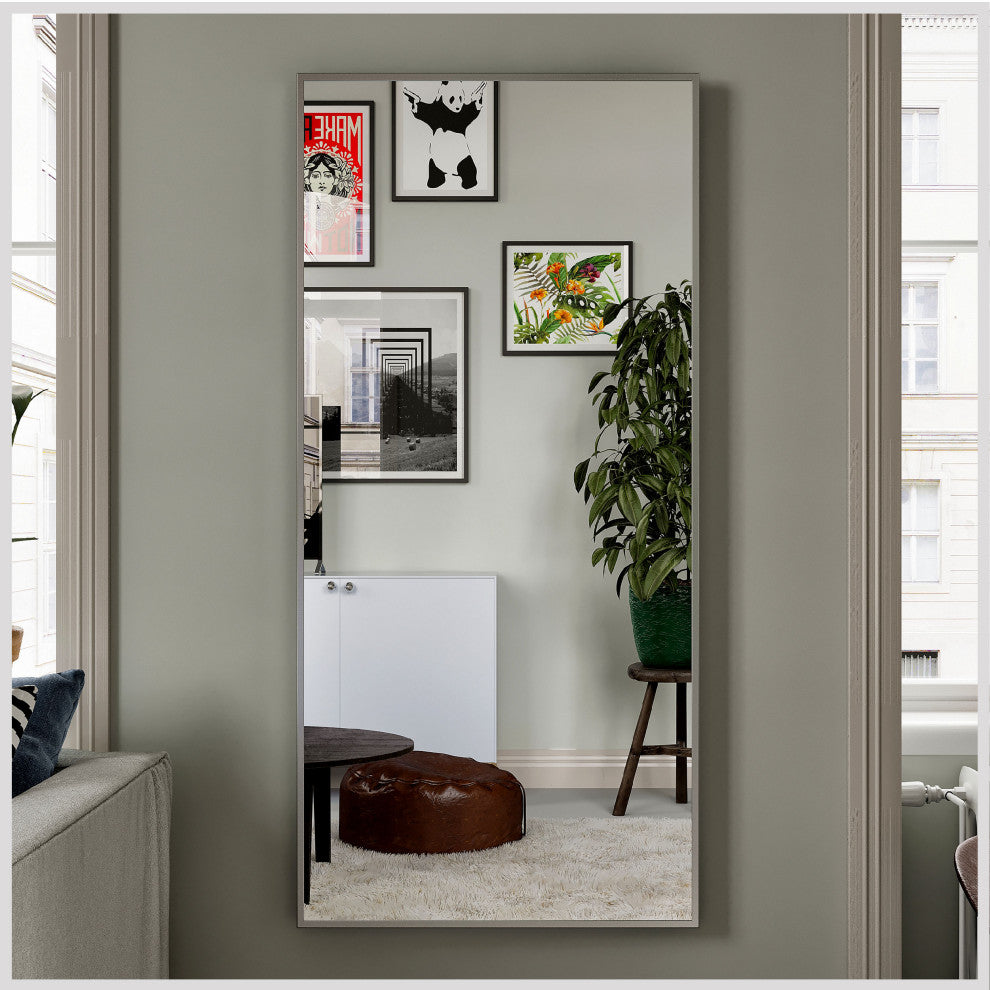 Eviva Sax Rectangular Metal Framed Mirror, 60"