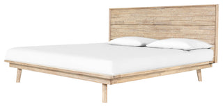 Gia Acacia Wood Panel Bed, Light Brown, Queen