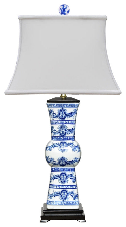 Blue and White Style Porcelain Table Lamp, 27"