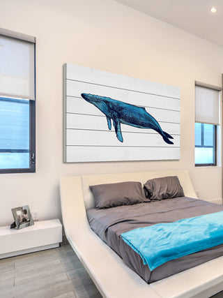 "Whale Humpback" Painting Print on White Wood