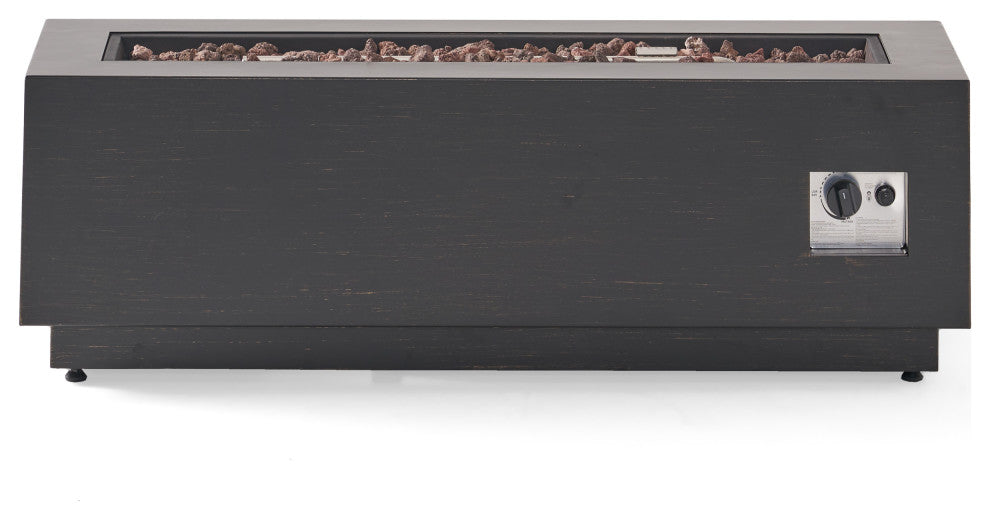 Jasmine Outdoor 50,000 BTU Rectangular Fire Pit, No Tank Holder, Brushed Brown