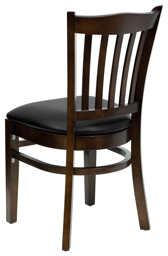 Dyersburg Wood Chair Vertical Slat Back Walnut, Black Vinyl Seat