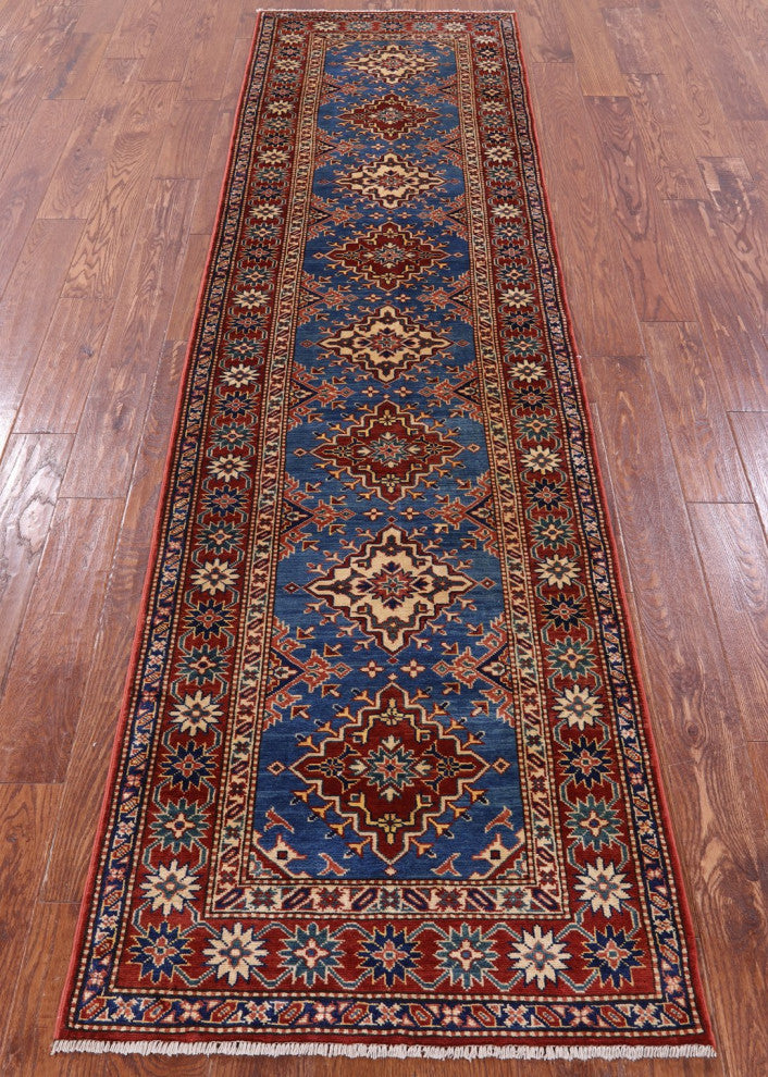 Runner Super Kazak Hand-Knotted Rug 2' 8" X 9' 11" Q11039
