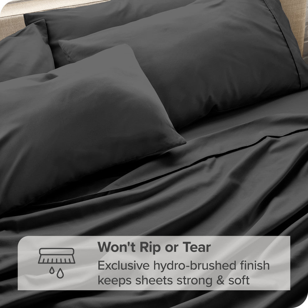Bare Home 6-Piece Microfiber Sheet Set, Black, California King