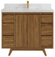 Madison Teak 42 Single Sink Bath Vanity in Dark Natural 2" Calacatta Nuvo