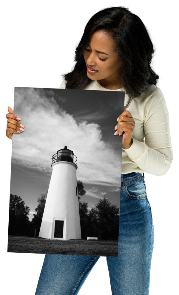 Touch the Sky Landscape Photo, Lighthouse Unframed Wall Art Print, 12" X 18"