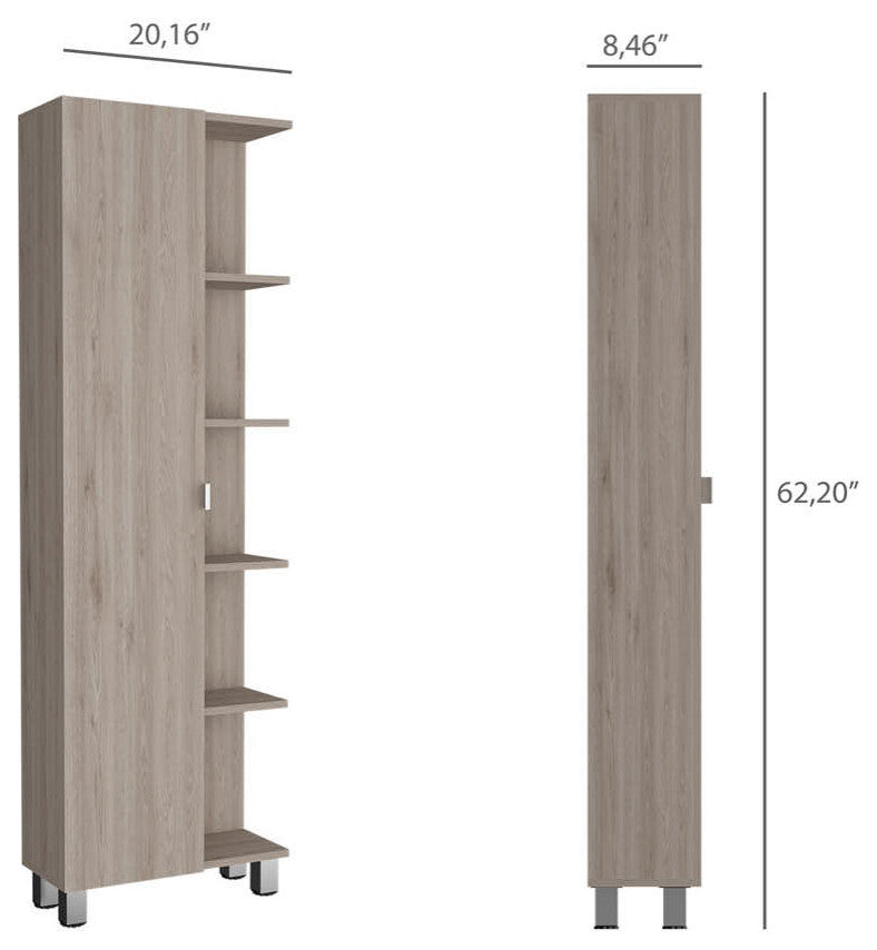 Pinion Mid-Century Modern Bathroom Cabinet, Gray Veneer