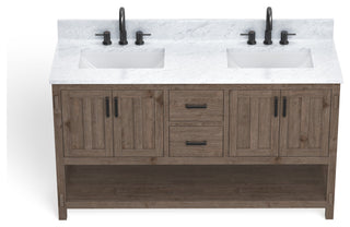 The Betsy Bathroom Vanity, Brown, 60", Double Sink, Freestanding