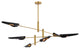 6-Light 82.6" Brass Metal Chandelier With Black Metal Shades