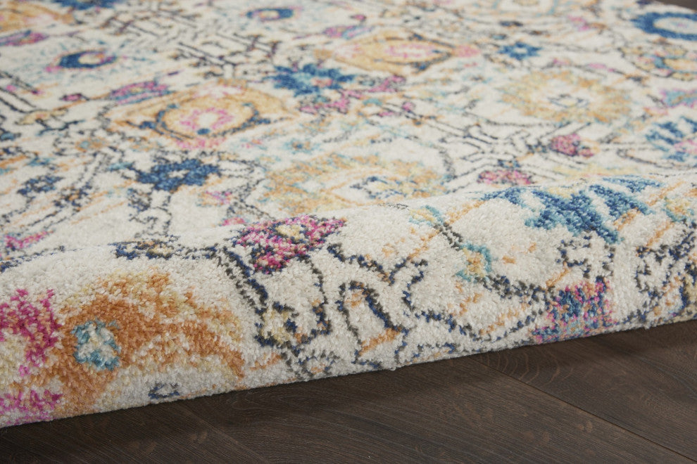 7 x 10 Ivory and Multicolor Floral Buds Area Rug