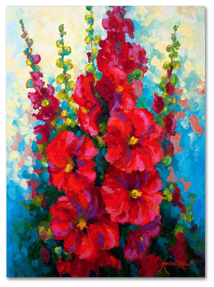 Marion Rose 'Hollyhocks' Canvas Art, 24 x 18