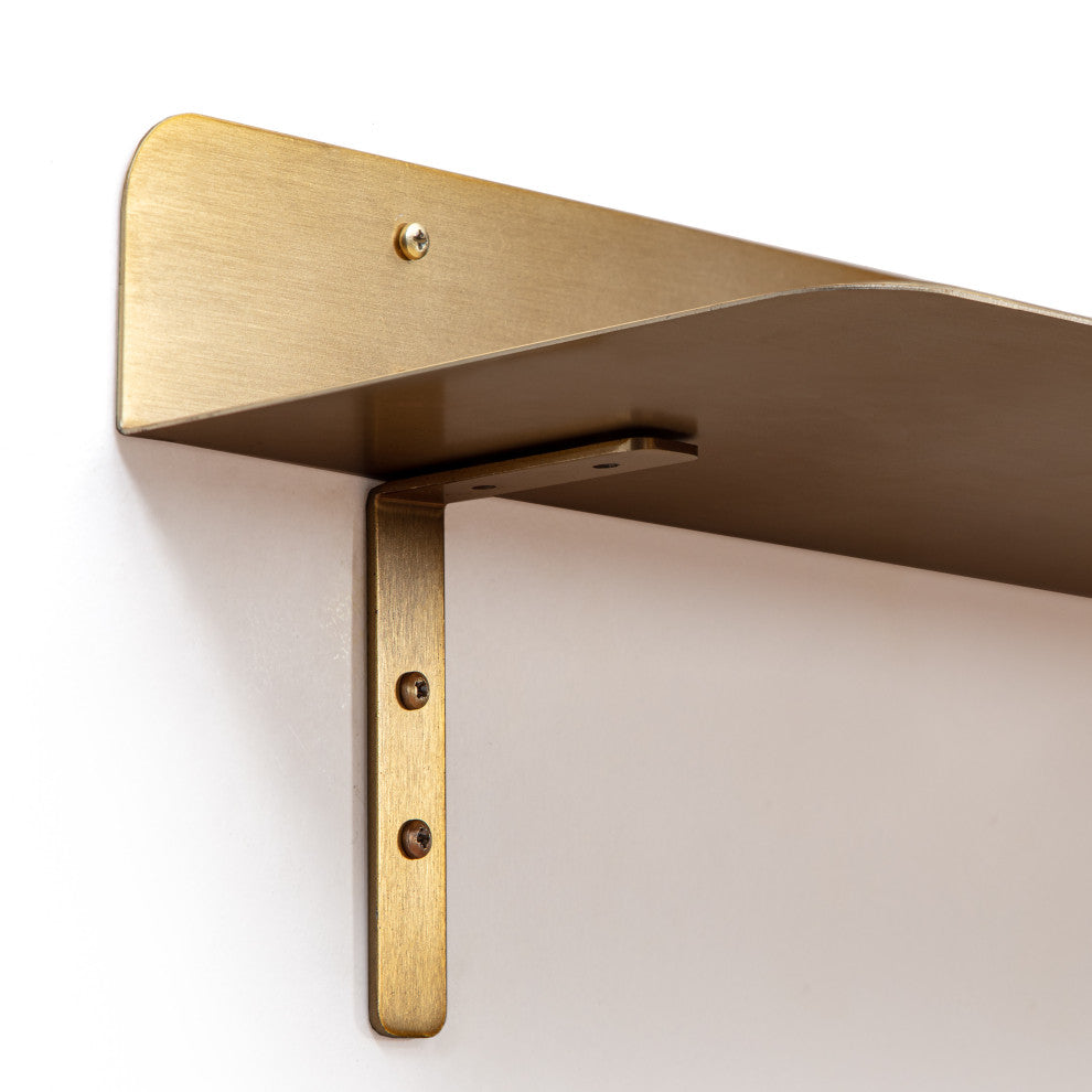 Saffron Fabs Metal Wall Shelves, Antique Brass, 2 Piece Set: 24x8 & 36x8