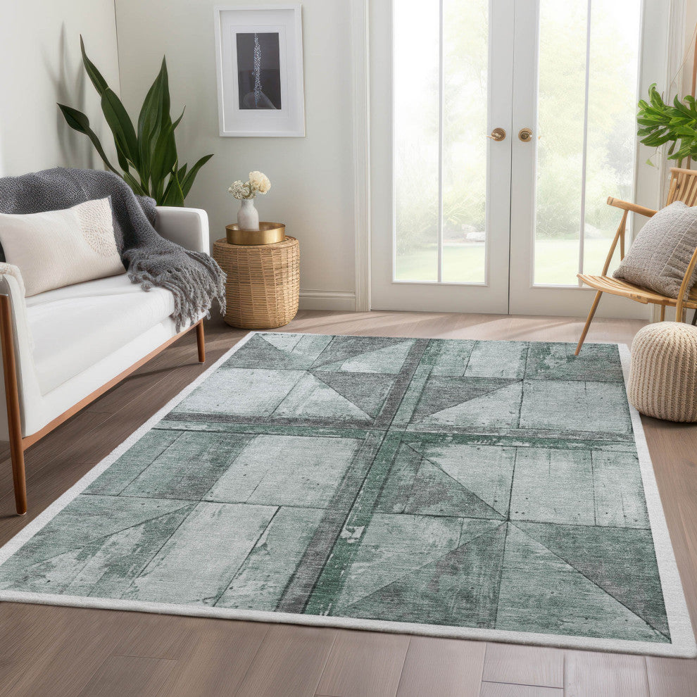 Machine Washable Indoor/Outdoor Chantille ACN1876 Sage 5' x 7'6" Rug