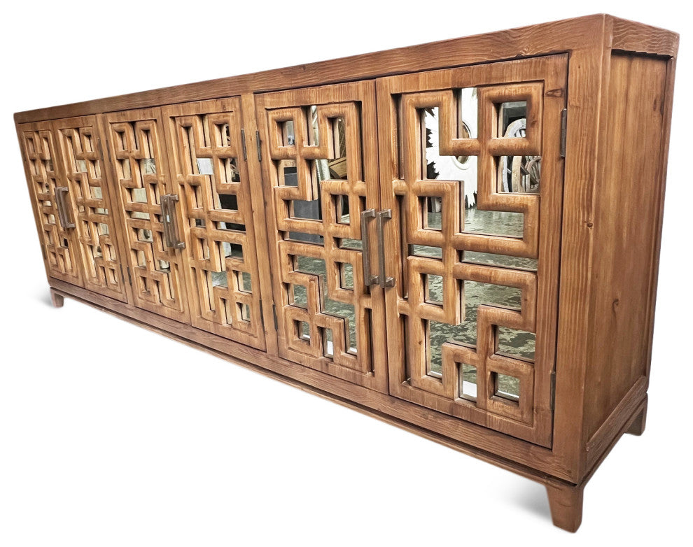 Chestnut Lattice Mirrored Sideboard